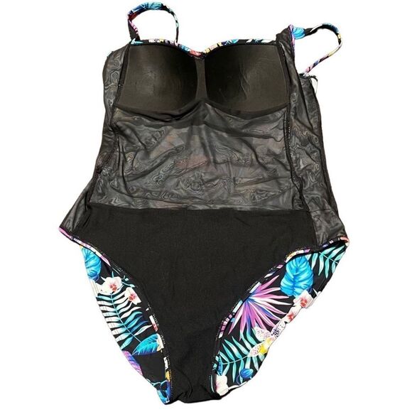 NWT- FullFitAll- Flower Ruched Twist Front One Piece Swimsuit Plus Size, Size 24 - Picture 5 of 11